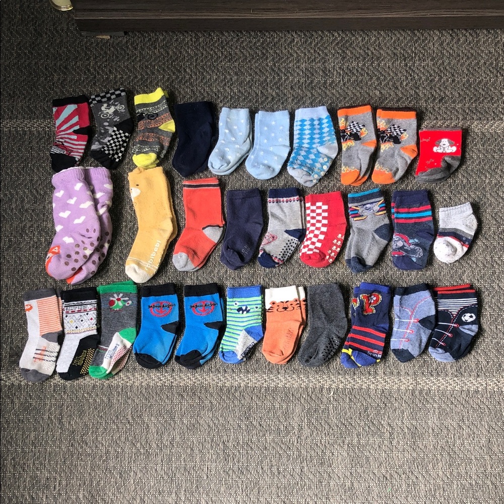 30 pair Assorted Kids Multi-Color Crew Socks - 2/3 year Pack